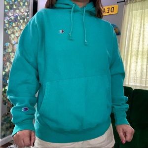 Champion Reverse Weave Teal Hoodie